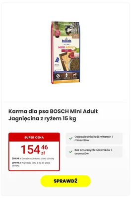 Karma dla psa Bosch Mini Adult Jagnięcina z ryżem promocja w Media Expert