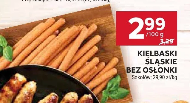 Kiełbaski śląskie bez osłonki Sokołów promocja w Stokrotka