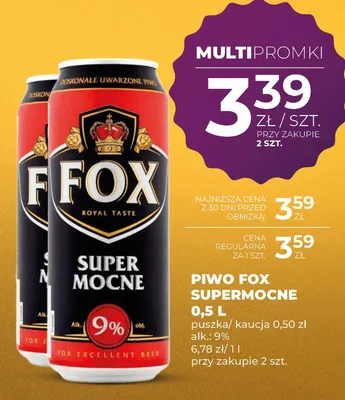 Piwo Fox Supermocne promocja w Duży Ben
