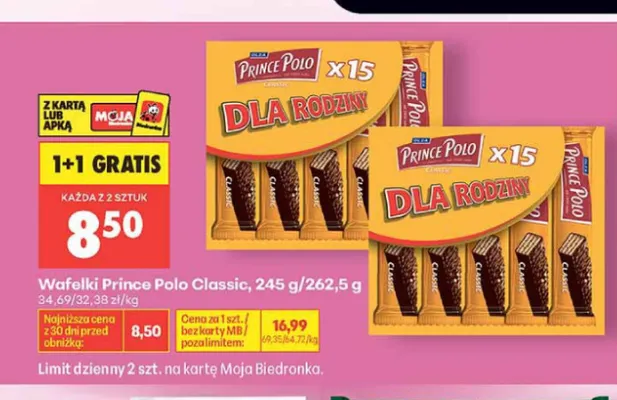 Wafelki Prince Polo Classic 15-pak promocja w Biedronka