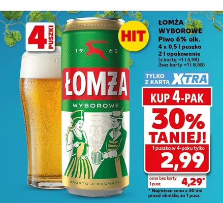 Piwo Łomża Wyborowe 6% alk. 4-pak 500ml promocja w Kaufland