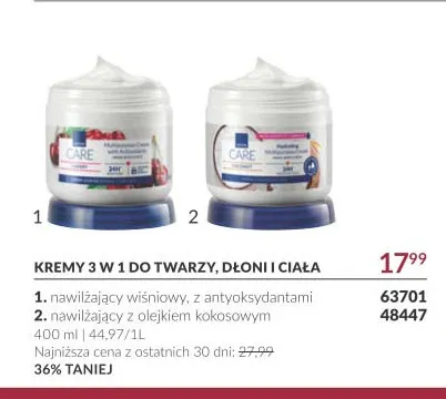 Krem 3 w 1 do twarzy, dłoni i ciała nawilżający wiśniowy z antyoksydantami Avon Care promocja w AVON