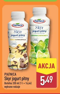 Jogurt pitny Skyr limonka i nuta mięty Piątnica promocja w Aldi