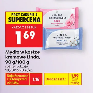 Mydło w kostce kremowe róża promocja w Biedronka