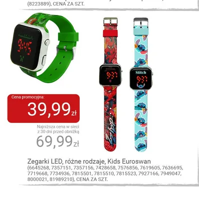 Zegarki LED Kids Euroswan promocja w Smyk