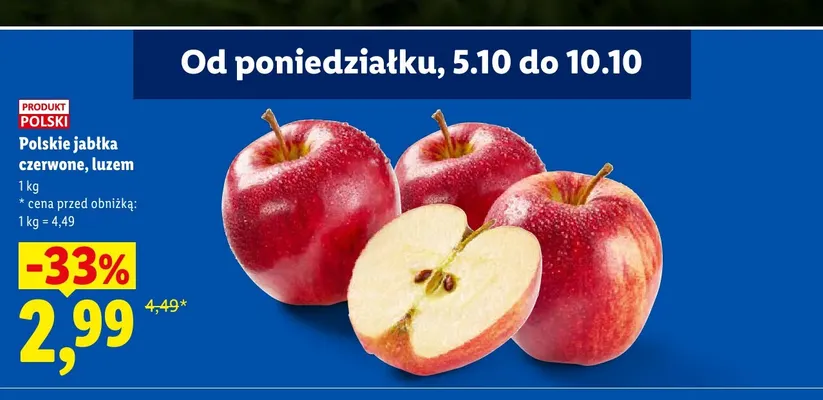 Jabłka czerwone polskie luzem promocja w Lidl