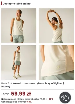 Koszulka damska szybkoschnąca Dare 2b Vigilant Beżowy promocja w Regatta
