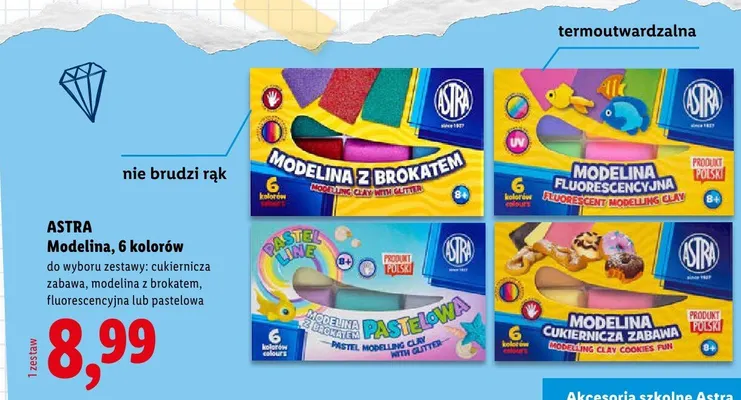 Modelina cukiernicza zabawa Astra 6 kolorów promocja w Lidl