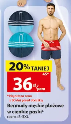 Bermudy męskie plażowe w cienkie paski Inextenso promocja w Auchan