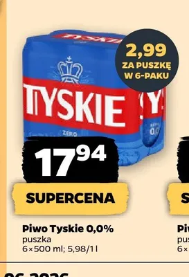 Piwo bezalkoholowe Tyskie 6-pak promocja w Netto
