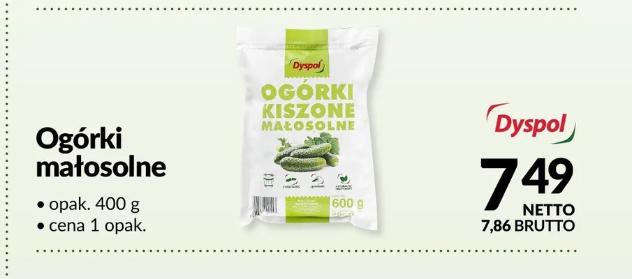 Ogórki małosolne Dyspol promocja w Makro