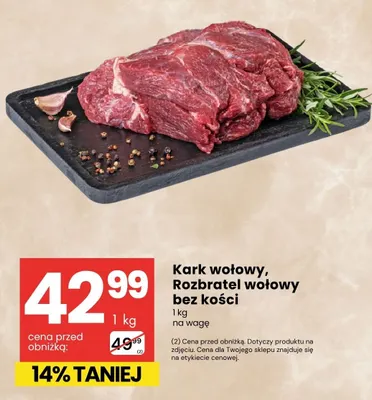 Rozbratel wołowy bez kości promocja w Delikatesy Centrum