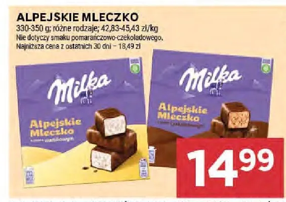 Czekolada Milka Alpejskie Mleczko promocja w Stokrotka
