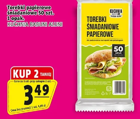 Torebki papierowe śniadaniowe Kuchnia Babuni Aluni 50szt promocja w Prim Market