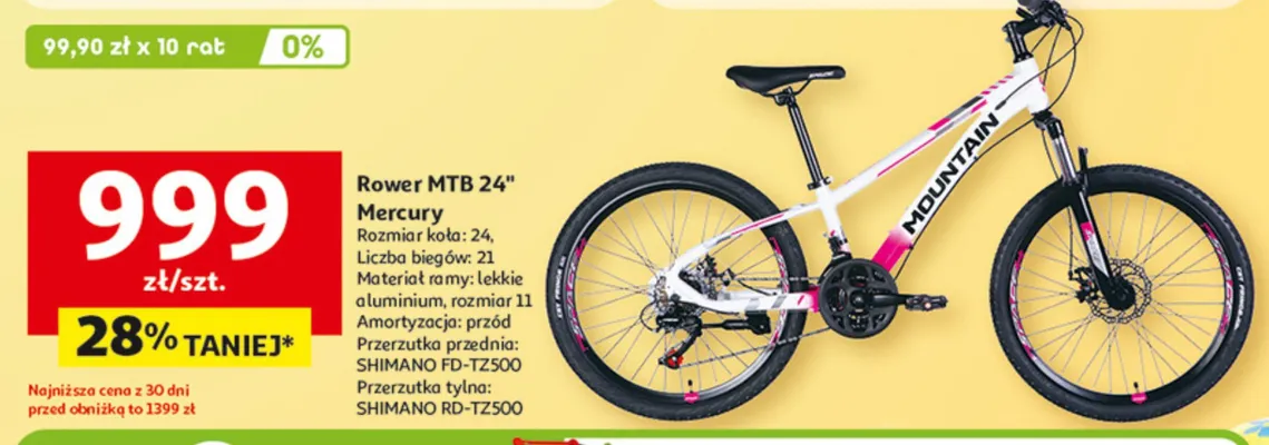 Rower MTB 24" Mercury promocja w Auchan