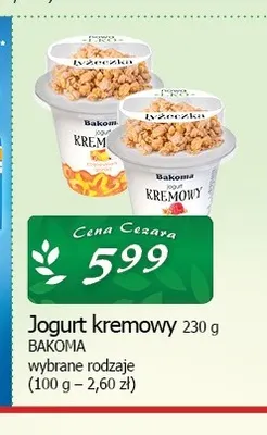 Jogurt kremowy Bakoma promocja w CEZAR Delikatesy