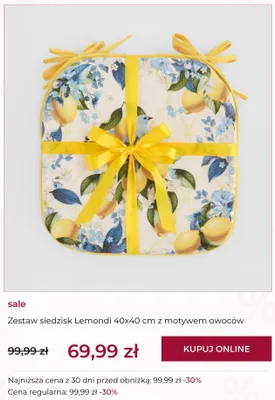 Zestaw siedzisk Lemondi 40x40 cm z motywem owoców promocja w home&you