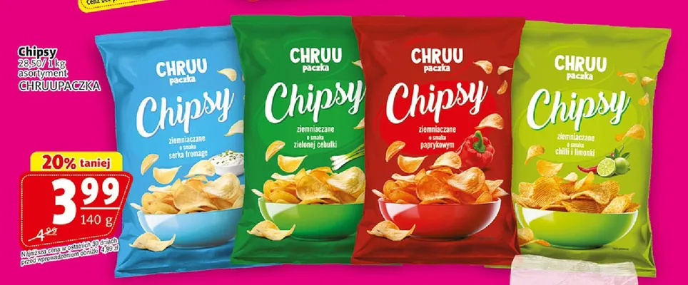 Chipsy ziemniaczane o smaku paprykowym Chruu Paczka promocja w Prim Market