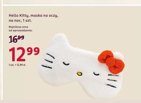 Maska na oczy na noc Hello Kitty promocja w Rossmann
