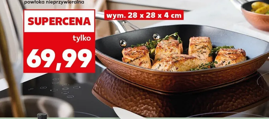 Patelnia grillowa BERGNER ORIGEN ergonomiczny uchwyt ze stali nierdzewnej 3-warstwowa powłoka nieprzywieralna 28x28x4cm promocja w Kaufland