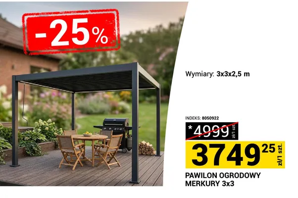 Pawilon ogrodowy Merkury 3x3 promocja w Merkury Market