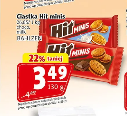 Ciastka Hit Minis milk Bahlsen promocja w Prim Market