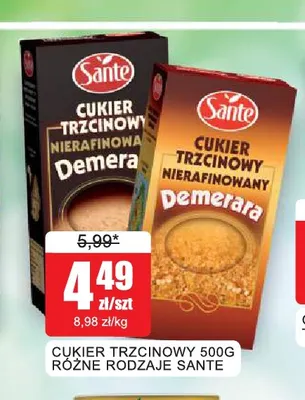 Cukier trzcinowy Sante promocja w Bingo
