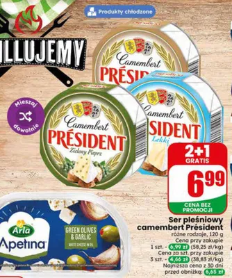 Ser pleśniowy camembert Président zielony pieprz promocja w Dino