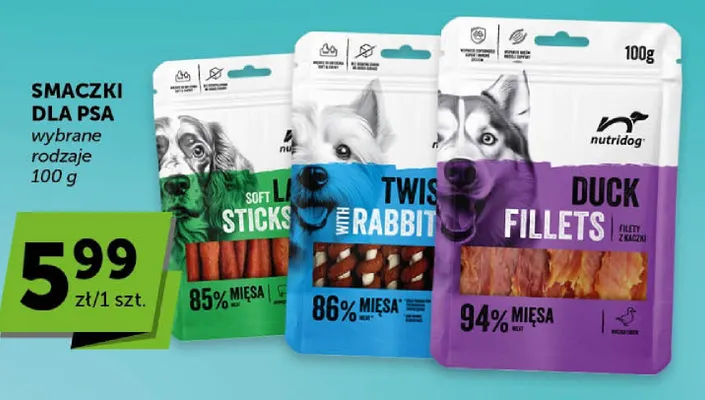 Smaczki dla psa Nutridog Twists with Rabbit promocja w Euro Sklep