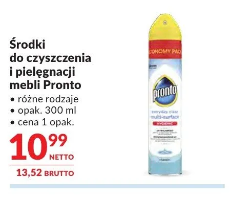 Środki do czyszczenia i pielęgnacji mebli Pronto promocja w Makro