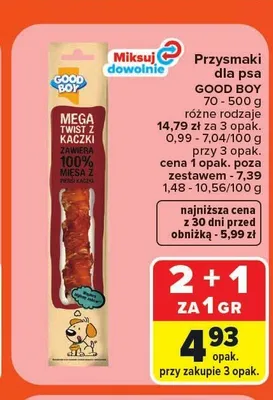 Przysmaki dla psa Good Boy Mega Twist z kaczki promocja w Carrefour Market