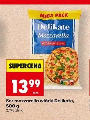 Ser mozzarella wiórki Delikate promocja w Biedronka