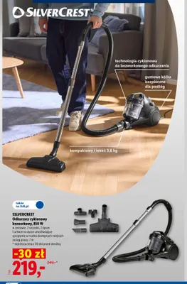 Odkurzacz cyklonowy bezworkowy Silvercrest 850W promocja w Lidl