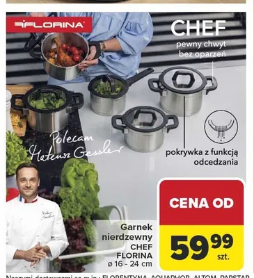 Garnek nierdzewny CHEF FLORINA śr. 16-24cm promocja w Carrefour