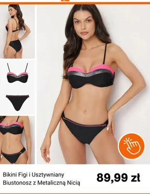 Bikini Figi i Usztywniany Biustonosz z Metaliczną Nicią born2be promocja w Born2be