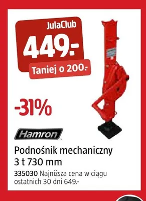 Podnośnik mechaniczny Hamron promocja w Jula