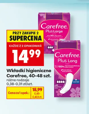 Wkładki higieniczne Carefree promocja w Biedronka