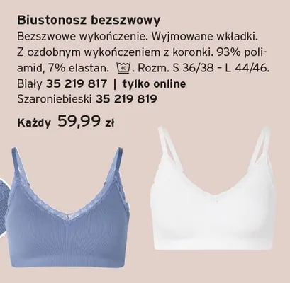 Biustonosz bezszwowy damski Tchibo biały promocja w Tchibo