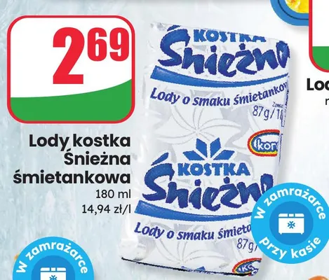 Lody kostka Śnieżna śmietankowa promocja w Dino
