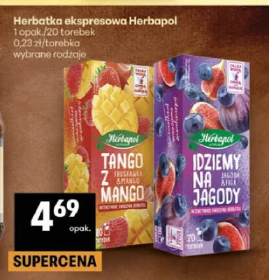 Herbatka ekspresowa owocowa Tango z truskawką i mango Herbapol promocja w Delikatesy Centrum