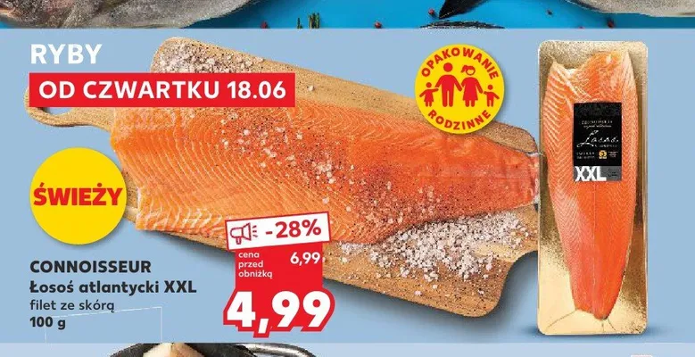 Łosoś atlantycki XXL filet ze skórą Connoisseur promocja w Kaufland