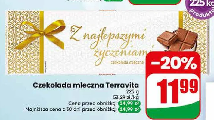 Czekolada mleczna Terravita promocja w Dino