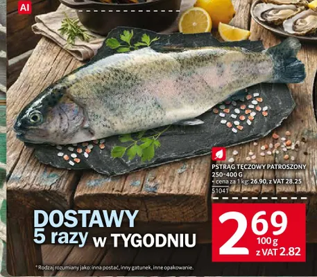 Pstrąg tęczowy patroszony 250-400 g promocja w Selgros