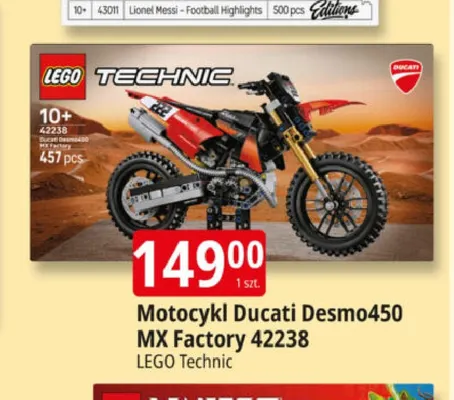 Klocki Motocykl Ducati Desmo450 MX Factory 42238 LEGO Technic promocja w Leclerc