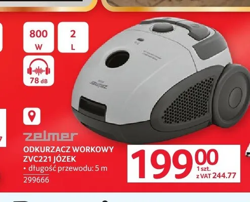 Odkurzacz workowy ZELMER ZVC221 JÓZEK promocja w Selgros