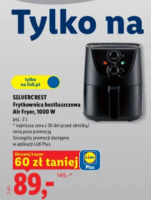 Frytkownica beztłuszczowa Air Fryer 1000 W promocja w Lidl