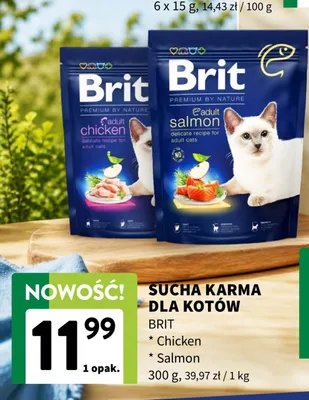Sucha karma dla kotów Brit Premium by Nature Adult z kurczakiem promocja w Intermarche