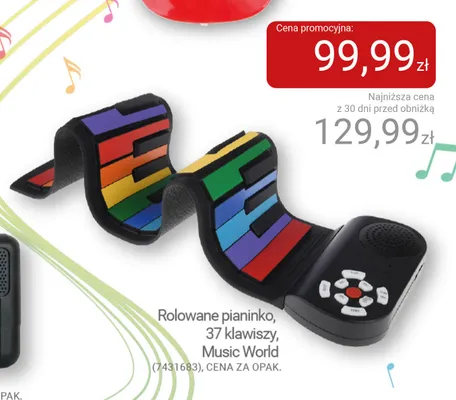 Rolowane pianinko 37 klawiszy Music World promocja w Smyk
