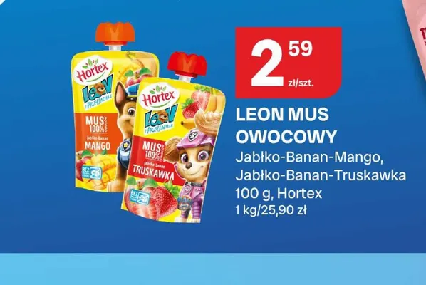 Mus owocowy Hortex Leon Jabłko-Banan-Truskawka promocja w Chorten