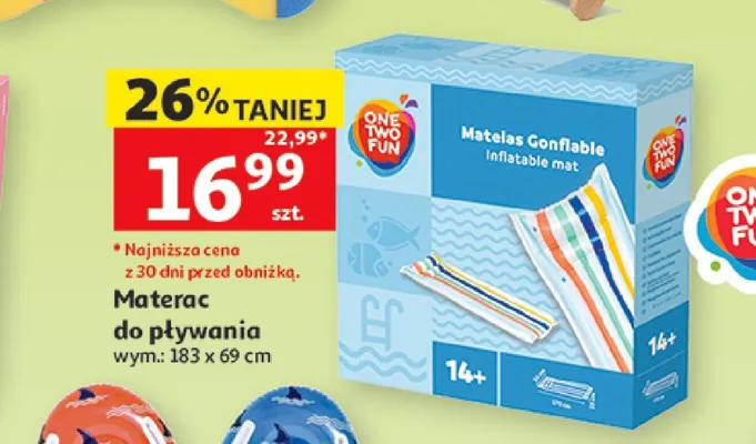 Materac do pływania One Two Fun promocja w Auchan